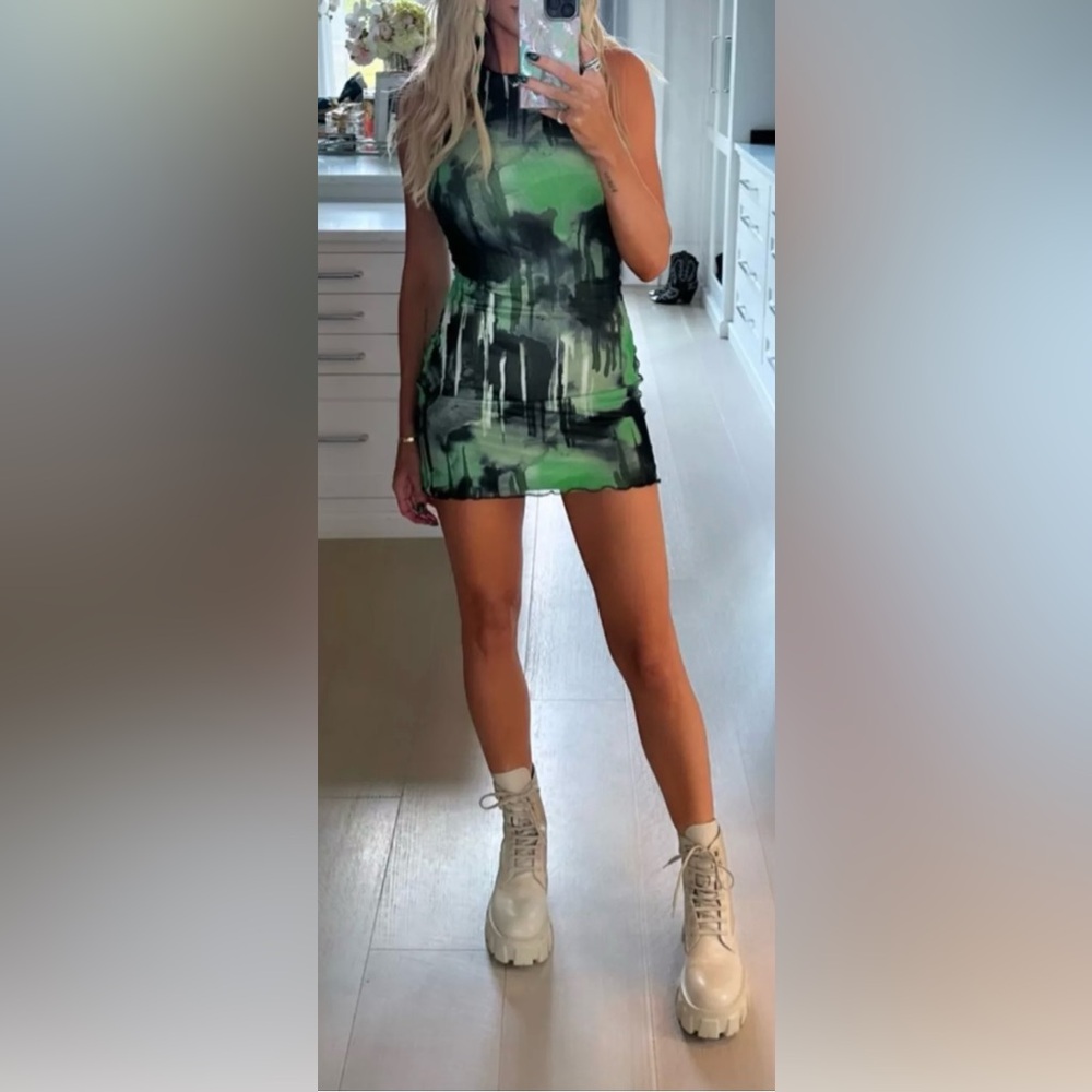 Superdown- Diane Tank Mini Dress in Green Multi. Medium NWOT Sold out! Revolve